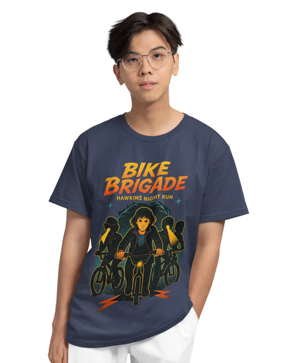 Bike Brigade Stranger Things Hawkins Night Run T-Shirt  | Multi-Fit Premium 180 GSM | S-7XL