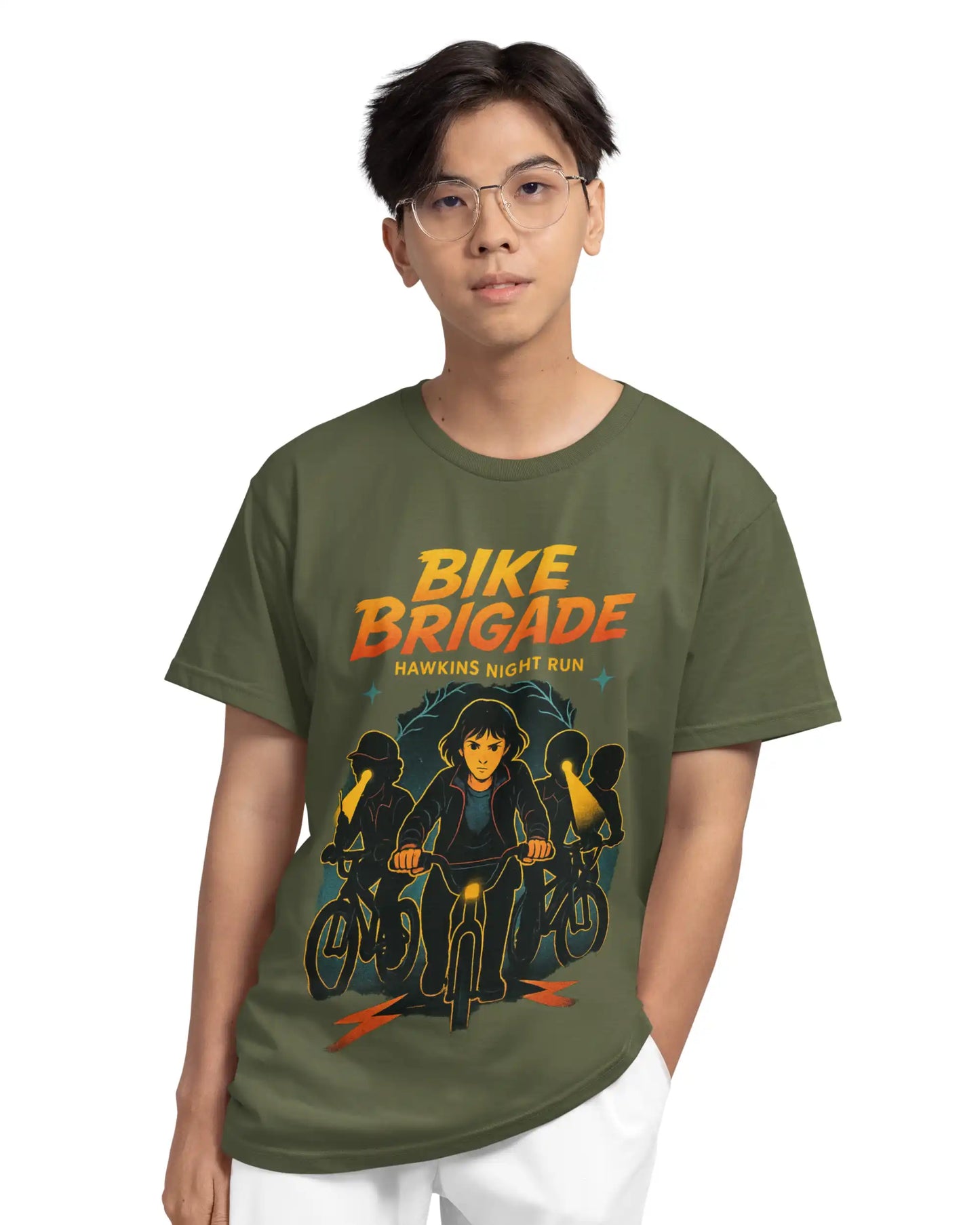 Bike Brigade Stranger Things Hawkins Night Run T-Shirt  | Multi-Fit Premium 180 GSM | S-7XL