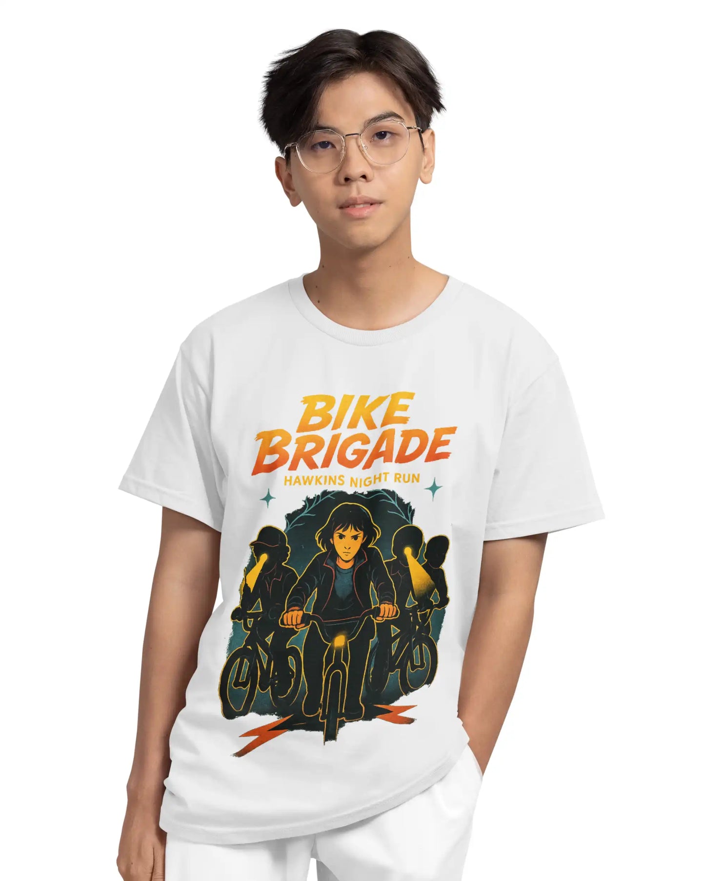 Bike Brigade Stranger Things Hawkins Night Run T-Shirt  | Multi-Fit Premium 180 GSM | S-7XL