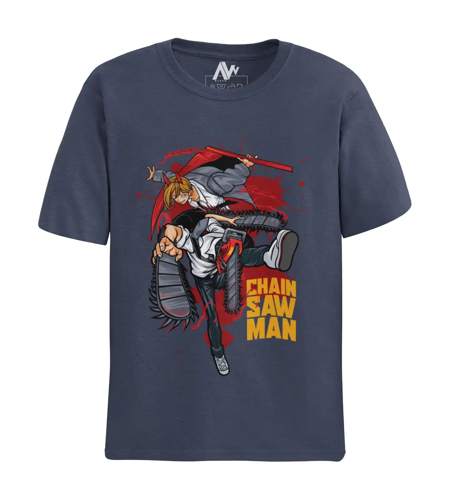 AWBlack denji-power-chainsaw-man-anime-tshirt