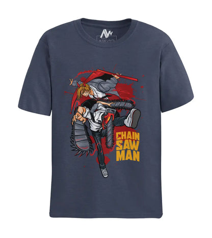 AWBlack denji-power-chainsaw-man-anime-tshirt