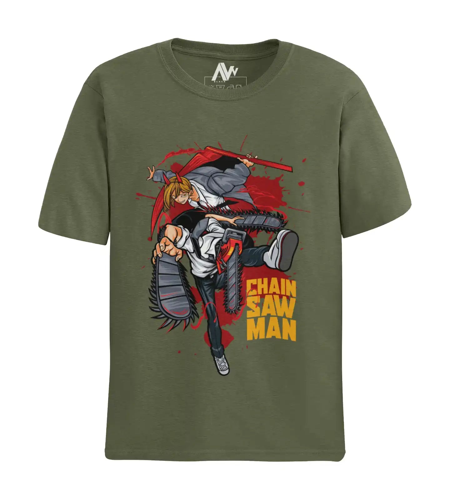 AWBlack denji-power-chainsaw-man-anime-tshirt