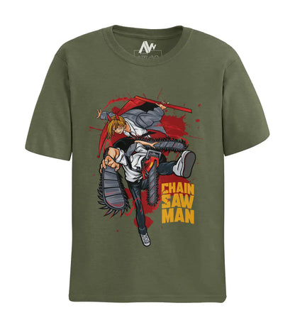 AWBlack denji-power-chainsaw-man-anime-tshirt