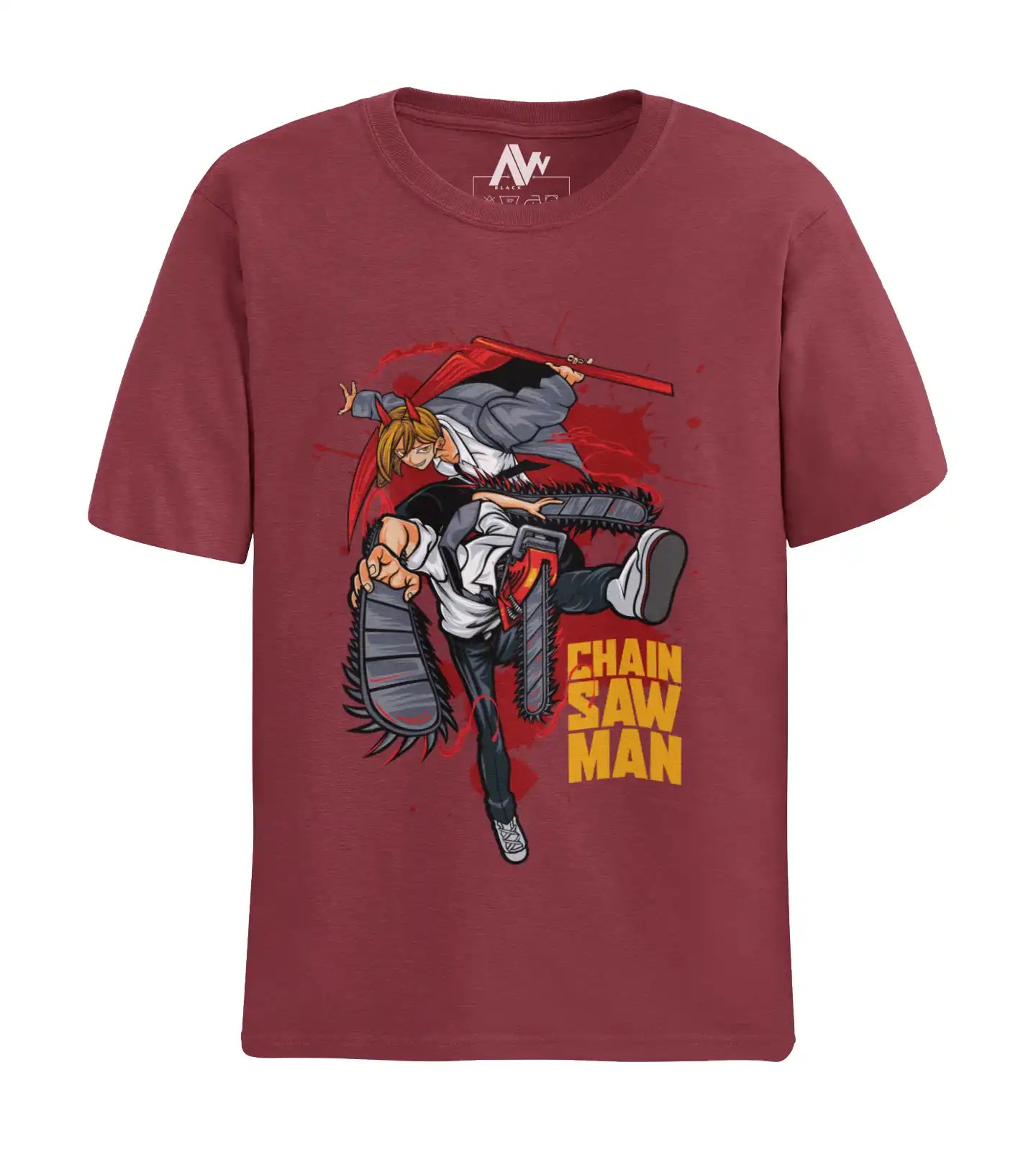 AWBlack denji-power-chainsaw-man-anime-tshirt