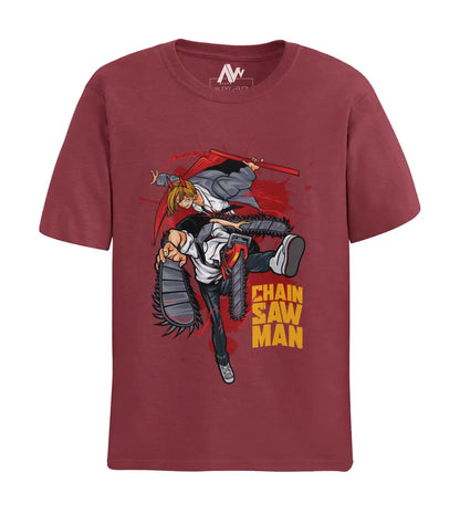AWBlack denji-power-chainsaw-man-anime-tshirt