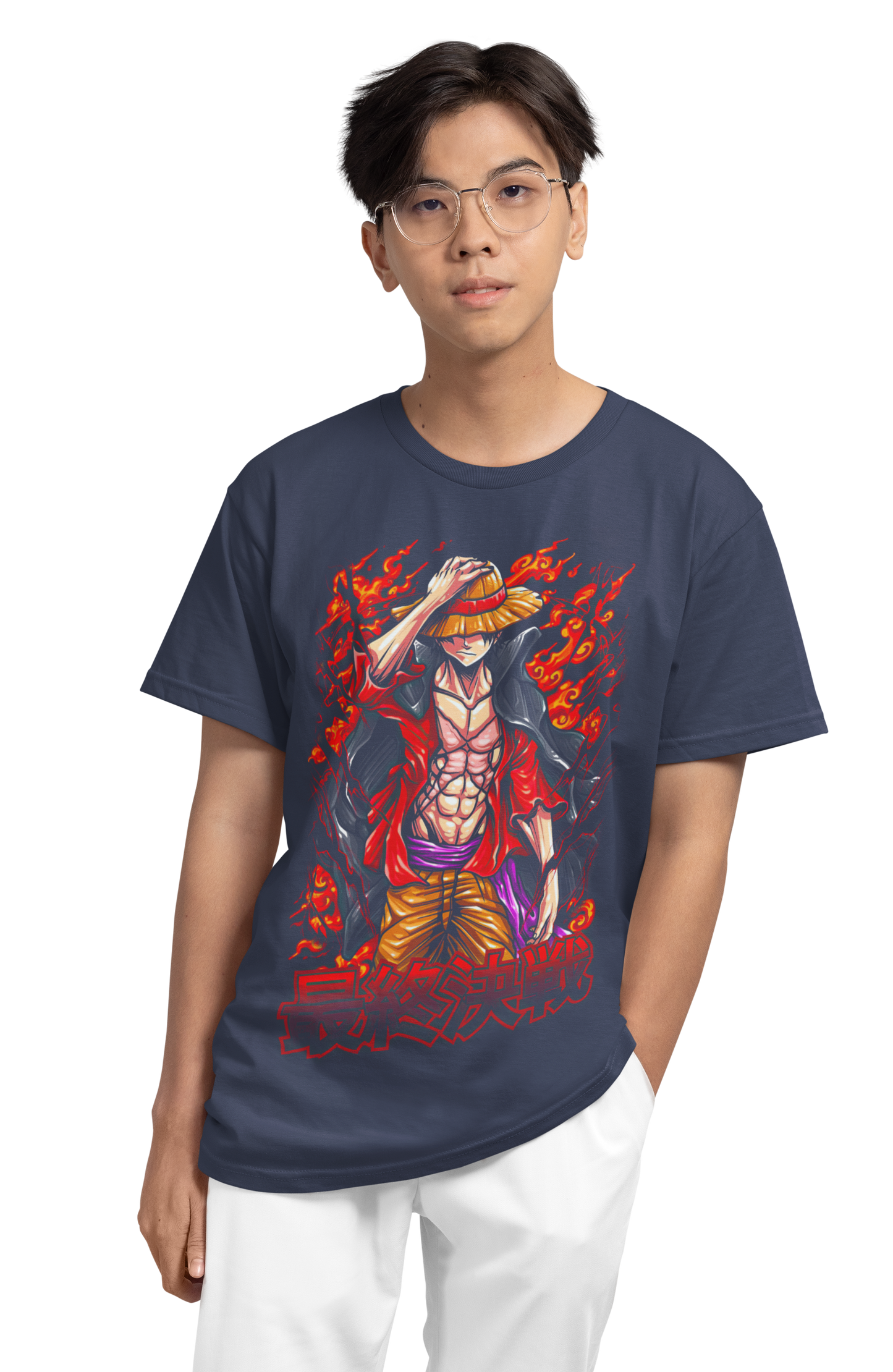 One Piece Luffy Burning Plus-Size T-Shirt | 180 GSM Multi-Fit Anime Graphic Tee S–7XL | AWBlack