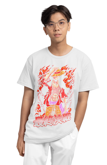 One Piece Luffy Burning Plus-Size T-Shirt | 180 GSM Multi-Fit Anime Graphic Tee S–7XL | AWBlack