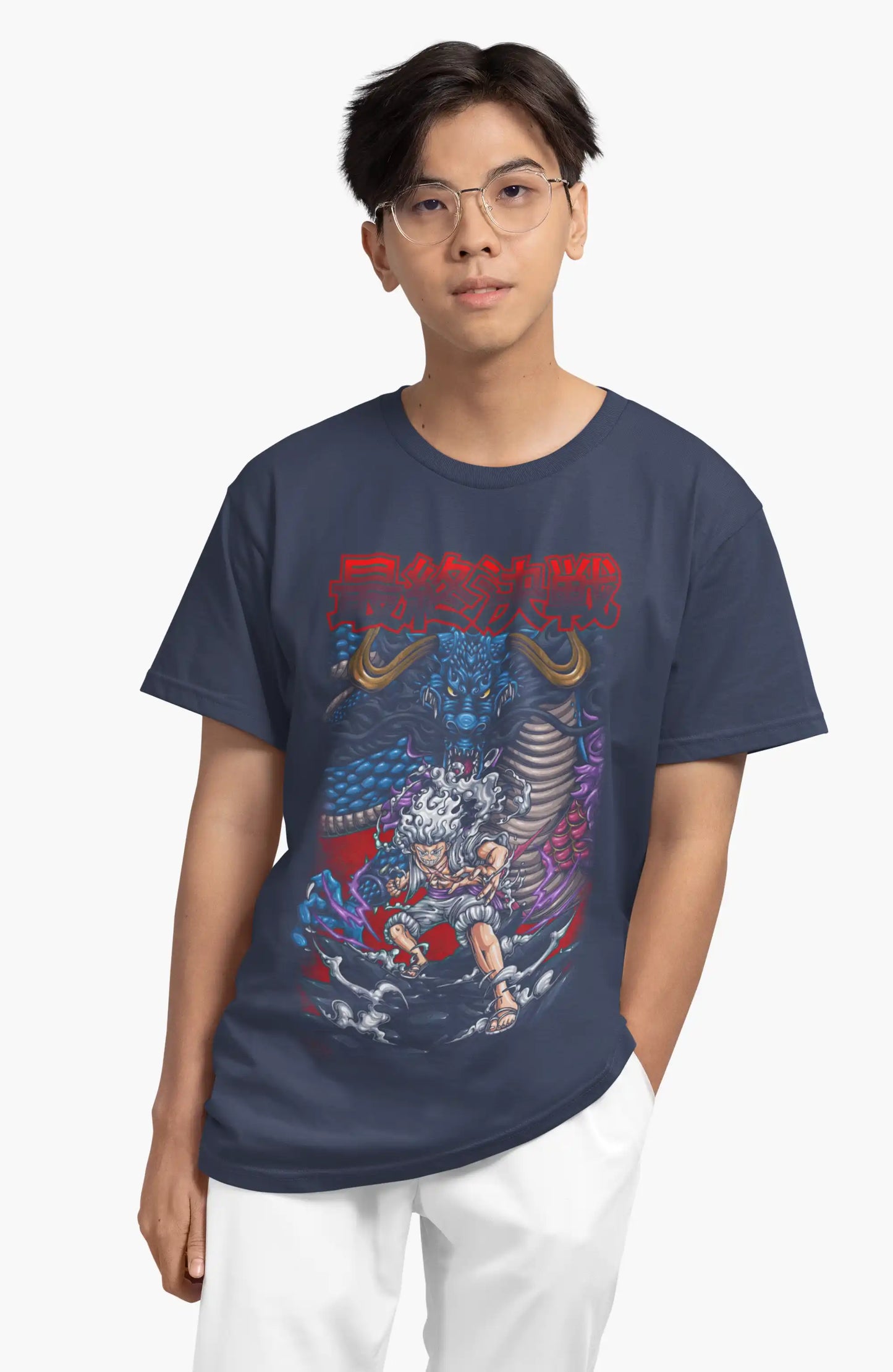 Plus-Size Luffy Dragon Fury One Piece T-Shirt | 180 GSM Premium Cotton | S–7XL | AWBlack