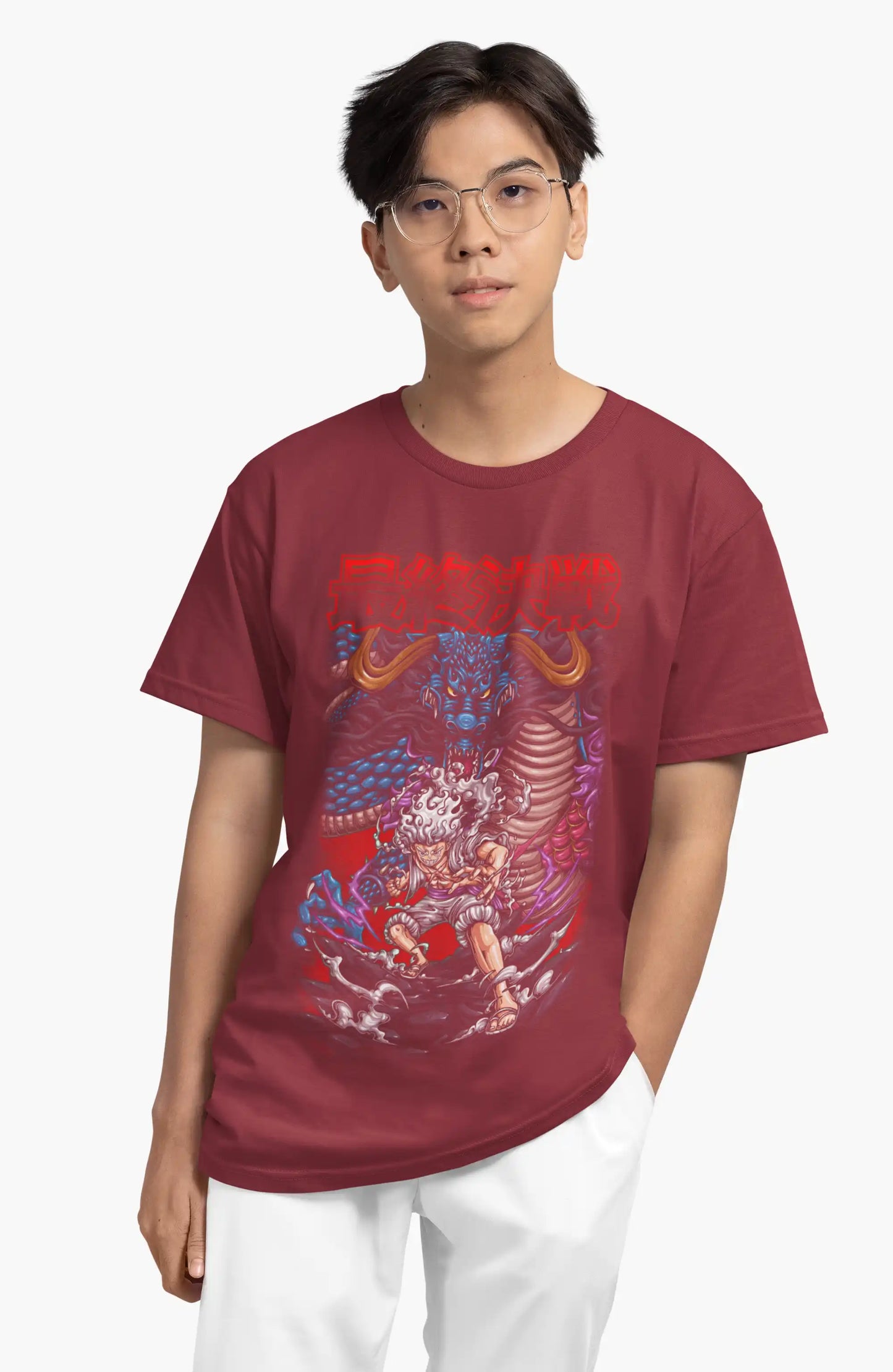 Plus-Size Luffy Dragon Fury One Piece T-Shirt | 180 GSM Premium Cotton | S–7XL | AWBlack