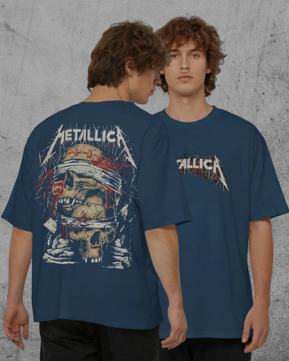 Metallica Oversized T-Shirt | Heavy Metal Rock Band Graphic Tee | 240 GSM Cotton | XS-2XL | AWBlack