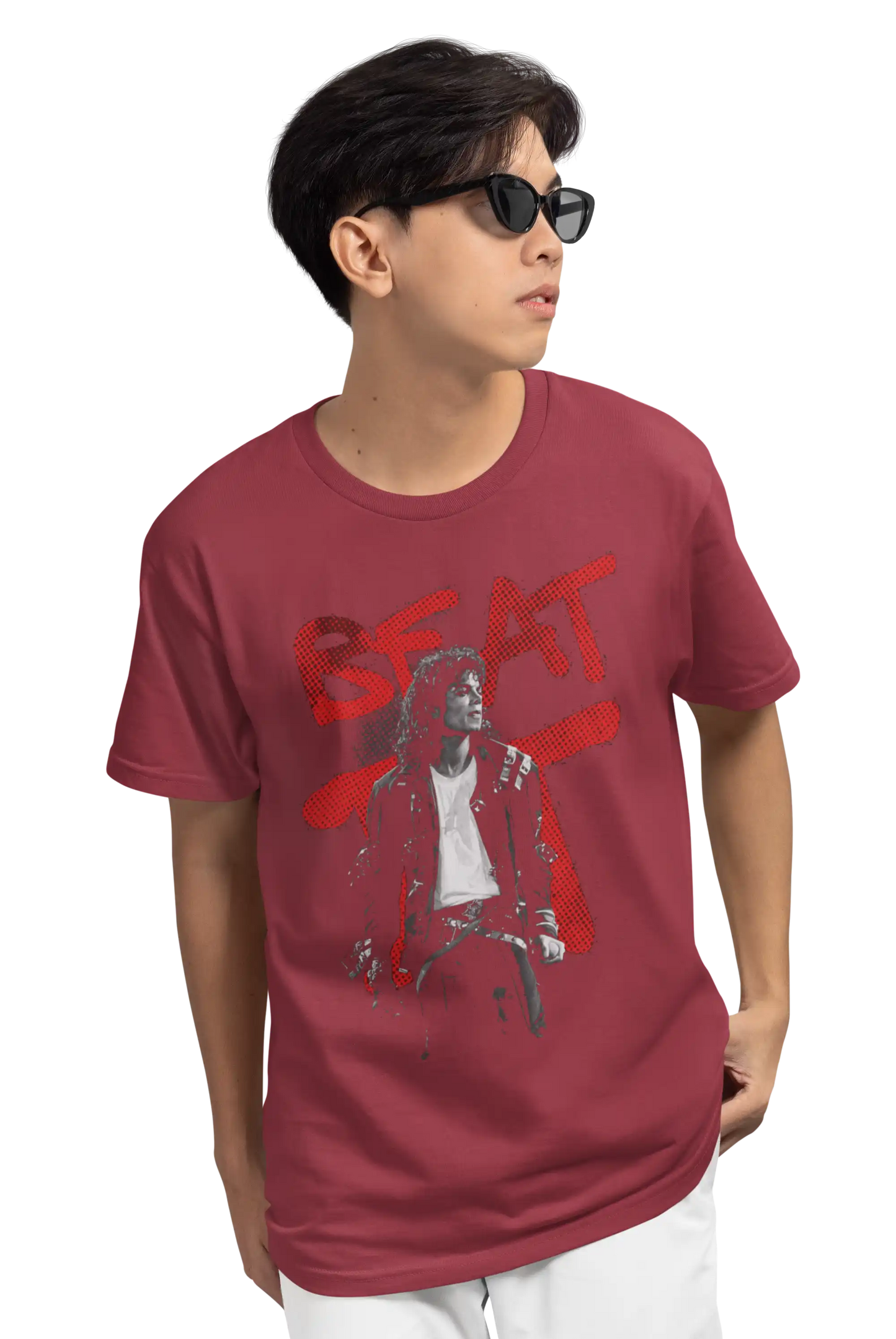 AWBlack Michael Jackson 'Beat It' Graffiti Music Graphic T-Shirt for Men | Premium 180 GSM 100% Cotton Printed Black Tee | Regular Fit, Oversize Fit & Plus Size Fit