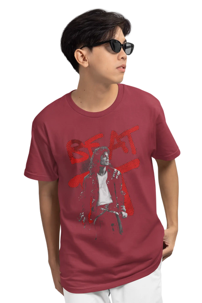 AWBlack Michael Jackson 'Beat It' Graffiti Music Graphic T-Shirt for Men | Premium 180 GSM 100% Cotton Printed Black Tee | Regular Fit, Oversize Fit & Plus Size Fit