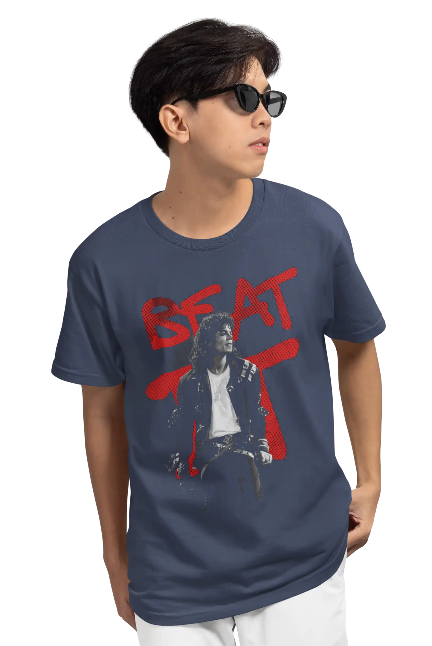 AWBlack Michael Jackson 'Beat It' Graffiti Music Graphic T-Shirt for Men | Premium 180 GSM 100% Cotton Printed Black Tee | Regular Fit, Oversize Fit & Plus Size Fit