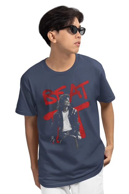 AWBlack Michael Jackson 'Beat It' Graffiti Music Graphic T-Shirt for Men | Premium 180 GSM 100% Cotton Printed Black Tee | Regular Fit, Oversize Fit & Plus Size Fit