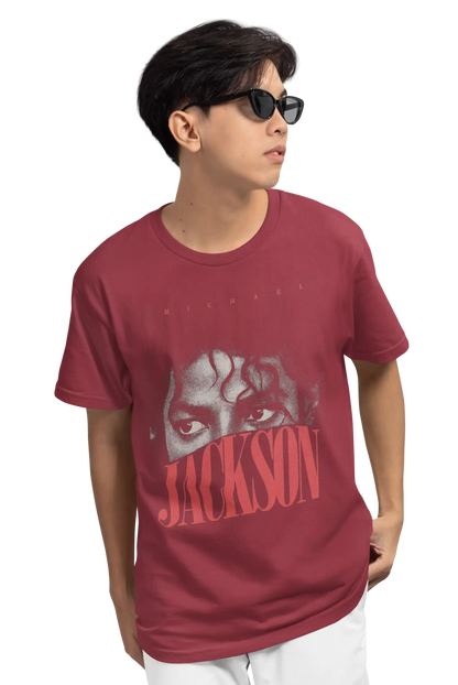 AWBlack Michael Jackson 'Eyes' Vintage Typography Music Graphic T-Shirt for Men | Premium 180 GSM 100% Cotton Printed Black Tee | Regular Fit, Oversize Fit & Plus Size Fit