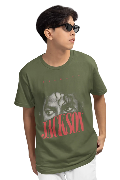 AWBlack Michael Jackson 'Eyes' Vintage Typography Music Graphic T-Shirt for Men | Premium 180 GSM 100% Cotton Printed Black Tee | Regular Fit, Oversize Fit & Plus Size Fit