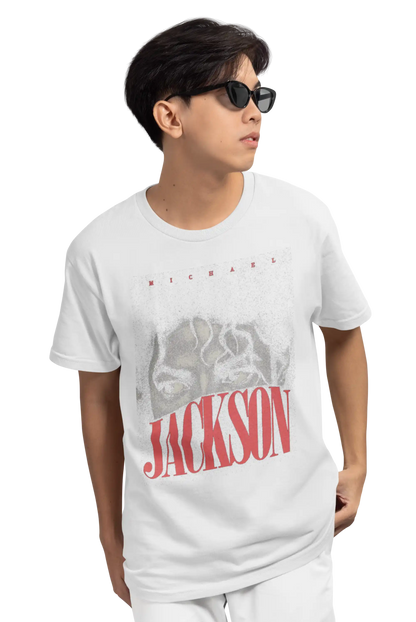 AWBlack Michael Jackson 'Eyes' Vintage Typography Music Graphic T-Shirt for Men | Premium 180 GSM 100% Cotton Printed Black Tee | Regular Fit, Oversize Fit & Plus Size Fit