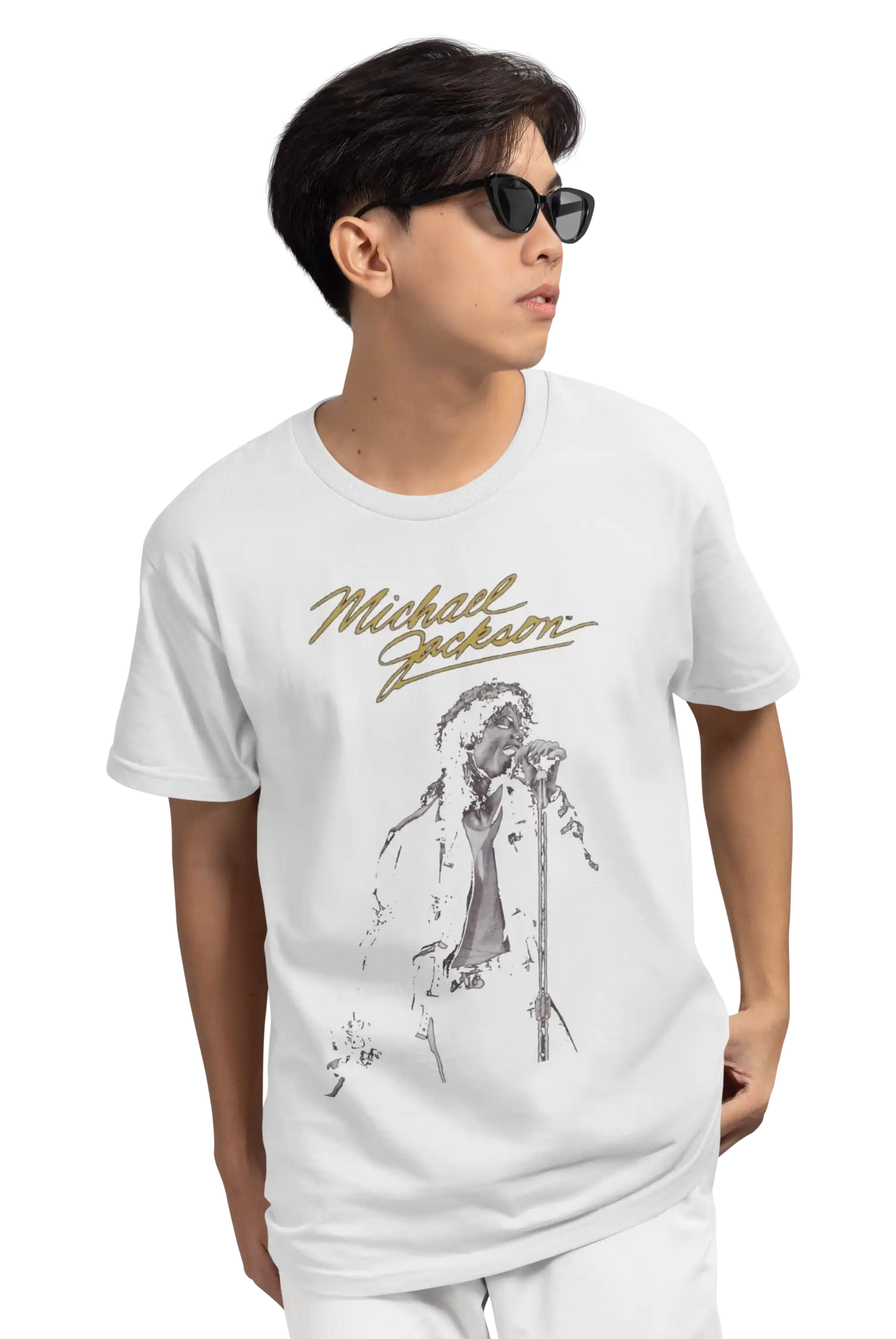 AWBlack Michael Jackson 'Live in Concert' Signature Music Graphic T-Shirt for Men | Premium 180 GSM 100% Cotton Printed Black Tee | Regular Fit, Oversize Fit & Plus Size Fit
