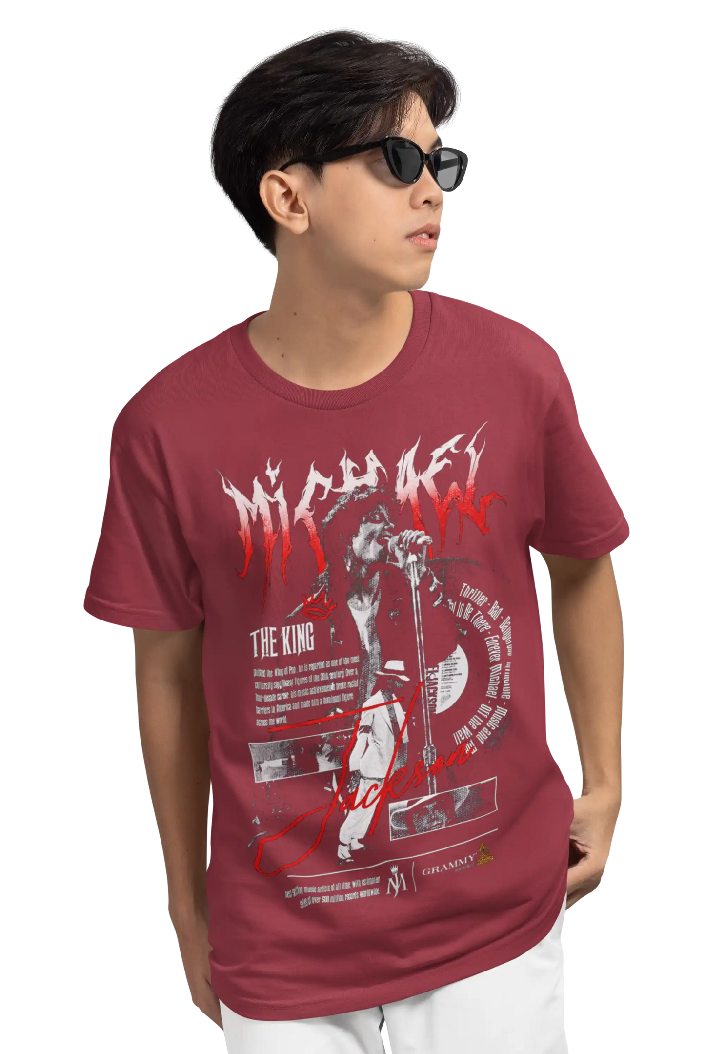 AWBlack Michael Jackson 'The King' Vintage Collage Music Graphic T-Shirt for Men | Premium 180 GSM 100% Cotton Printed Black Tee | Regular Fit, Oversize Fit & Plus Size Fit