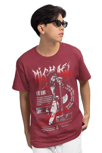 AWBlack Michael Jackson 'The King' Vintage Collage Music Graphic T-Shirt for Men | Premium 180 GSM 100% Cotton Printed Black Tee | Regular Fit, Oversize Fit & Plus Size Fit
