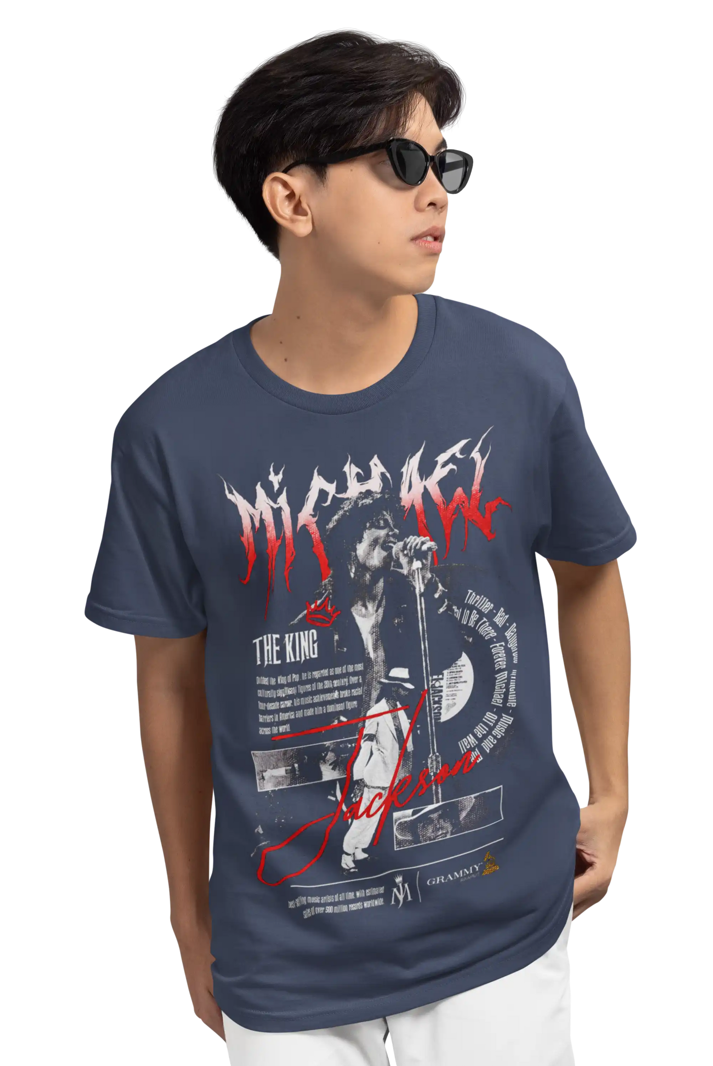 AWBlack Michael Jackson 'The King' Vintage Collage Music Graphic T-Shirt for Men | Premium 180 GSM 100% Cotton Printed Black Tee | Regular Fit, Oversize Fit & Plus Size Fit