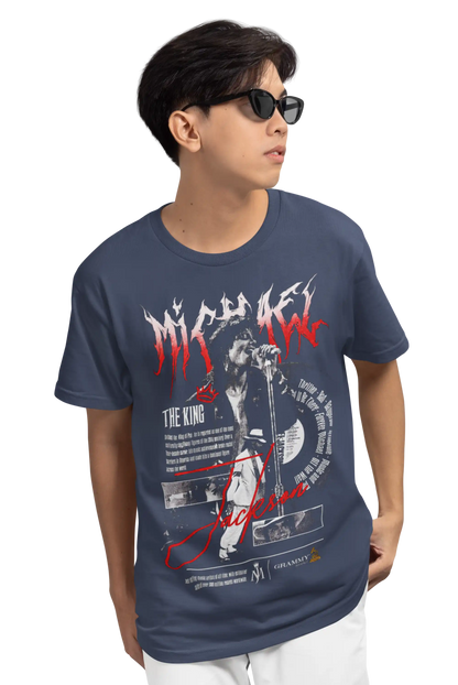 AWBlack Michael Jackson 'The King' Vintage Collage Music Graphic T-Shirt for Men | Premium 180 GSM 100% Cotton Printed Black Tee | Regular Fit, Oversize Fit & Plus Size Fit
