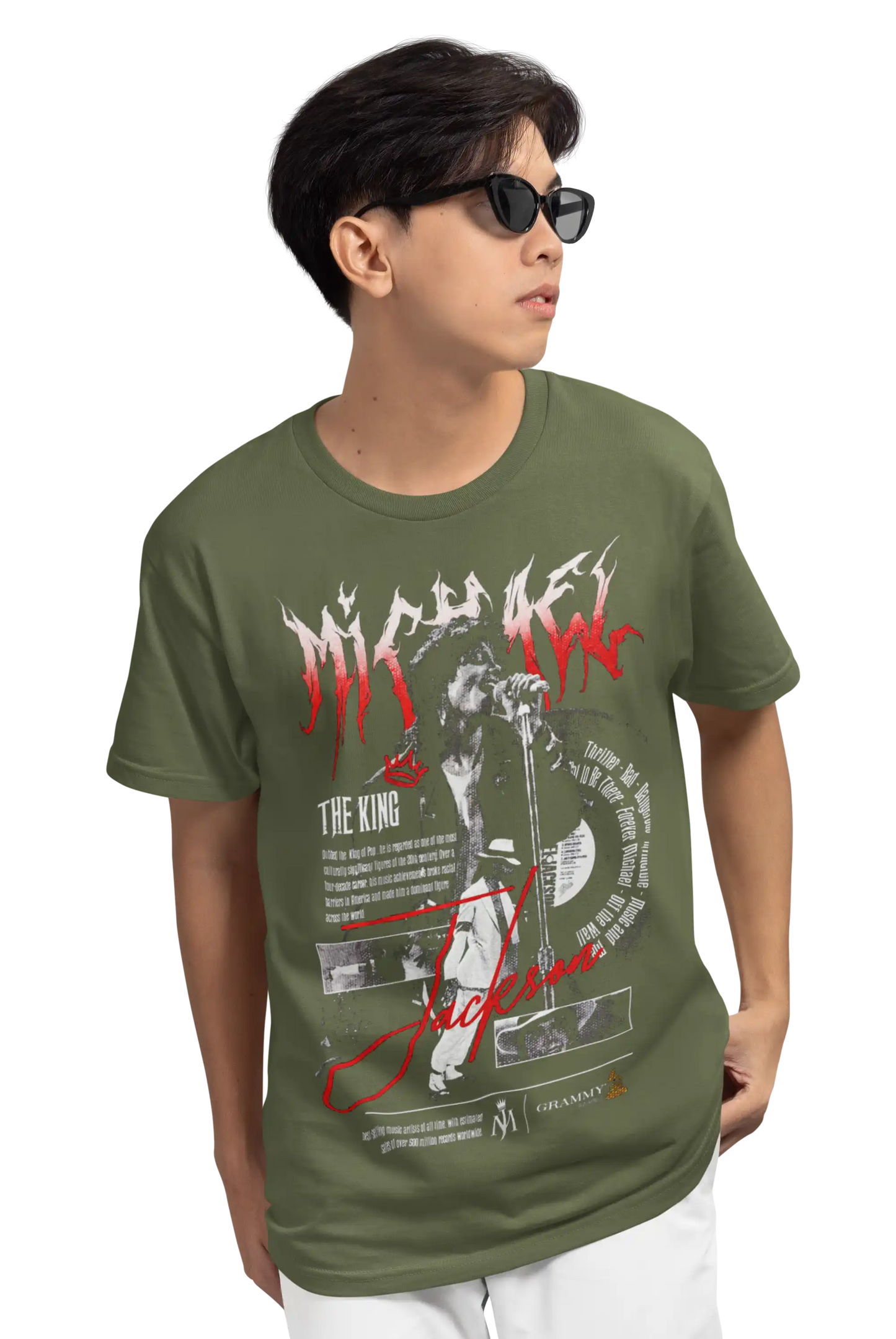 AWBlack Michael Jackson 'The King' Vintage Collage Music Graphic T-Shirt for Men | Premium 180 GSM 100% Cotton Printed Black Tee | Regular Fit, Oversize Fit & Plus Size Fit
