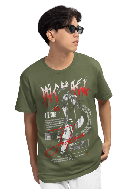 AWBlack Michael Jackson 'The King' Vintage Collage Music Graphic T-Shirt for Men | Premium 180 GSM 100% Cotton Printed Black Tee | Regular Fit, Oversize Fit & Plus Size Fit