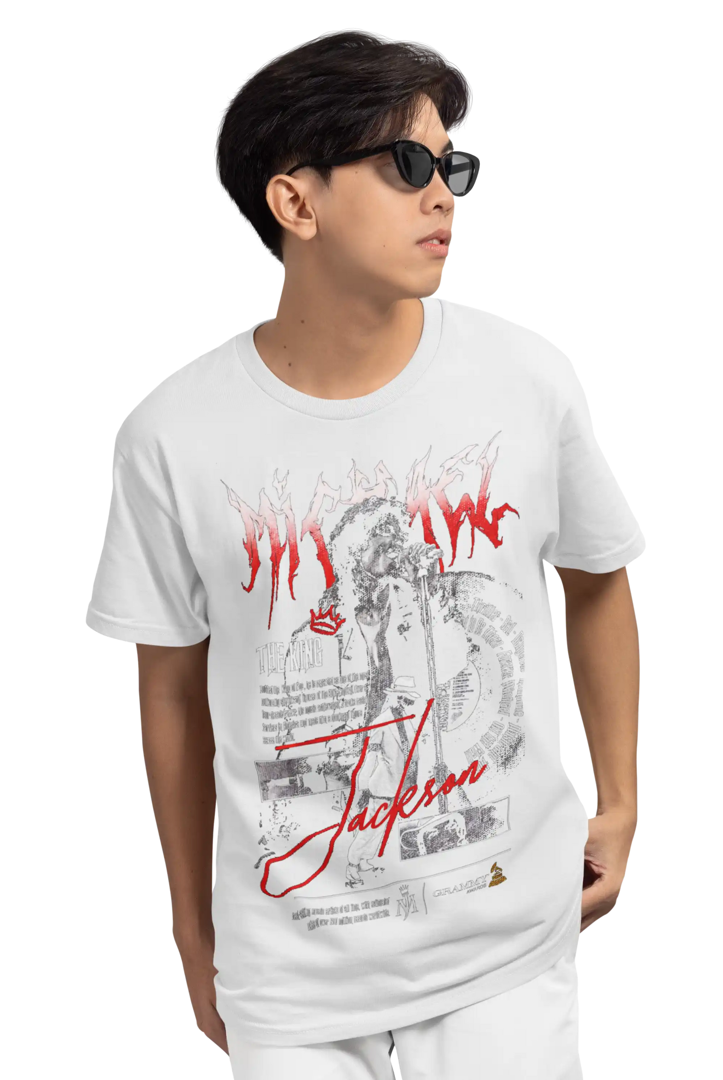 AWBlack Michael Jackson 'The King' Vintage Collage Music Graphic T-Shirt for Men | Premium 180 GSM 100% Cotton Printed Black Tee | Regular Fit, Oversize Fit & Plus Size Fit