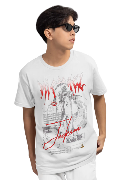 AWBlack Michael Jackson 'The King' Vintage Collage Music Graphic T-Shirt for Men | Premium 180 GSM 100% Cotton Printed Black Tee | Regular Fit, Oversize Fit & Plus Size Fit