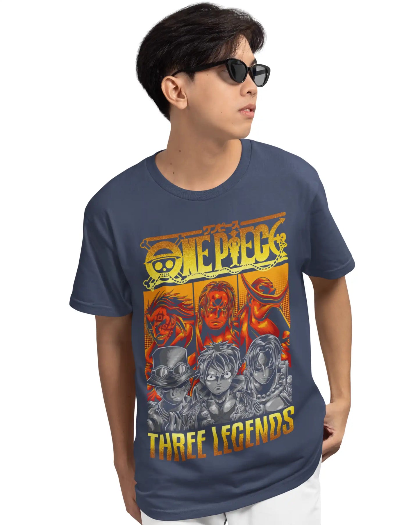 One Piece Plus-Size Three Legends T-Shirt | 180 GSM Anime Graphic Tee S–7XL | AWBlack