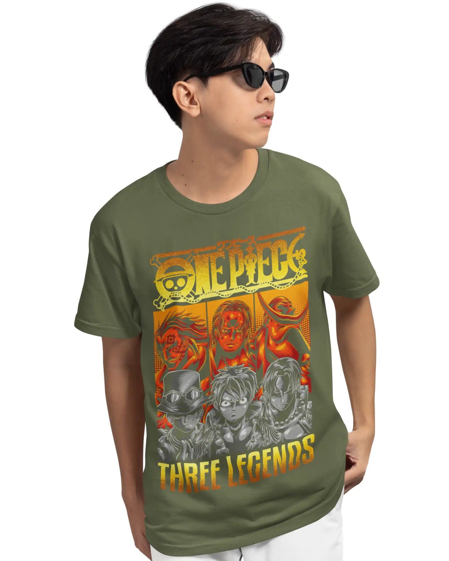 One Piece Plus-Size Three Legends T-Shirt | 180 GSM Anime Graphic Tee S–7XL | AWBlack