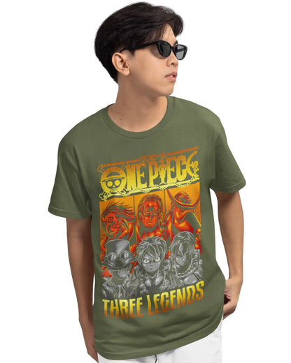 One Piece Plus-Size Three Legends T-Shirt | 180 GSM Anime Graphic Tee S–7XL | AWBlack