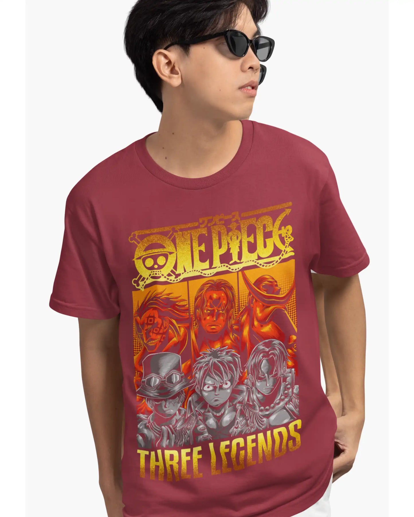 One Piece Plus-Size Three Legends T-Shirt | 180 GSM Anime Graphic Tee S–7XL | AWBlack