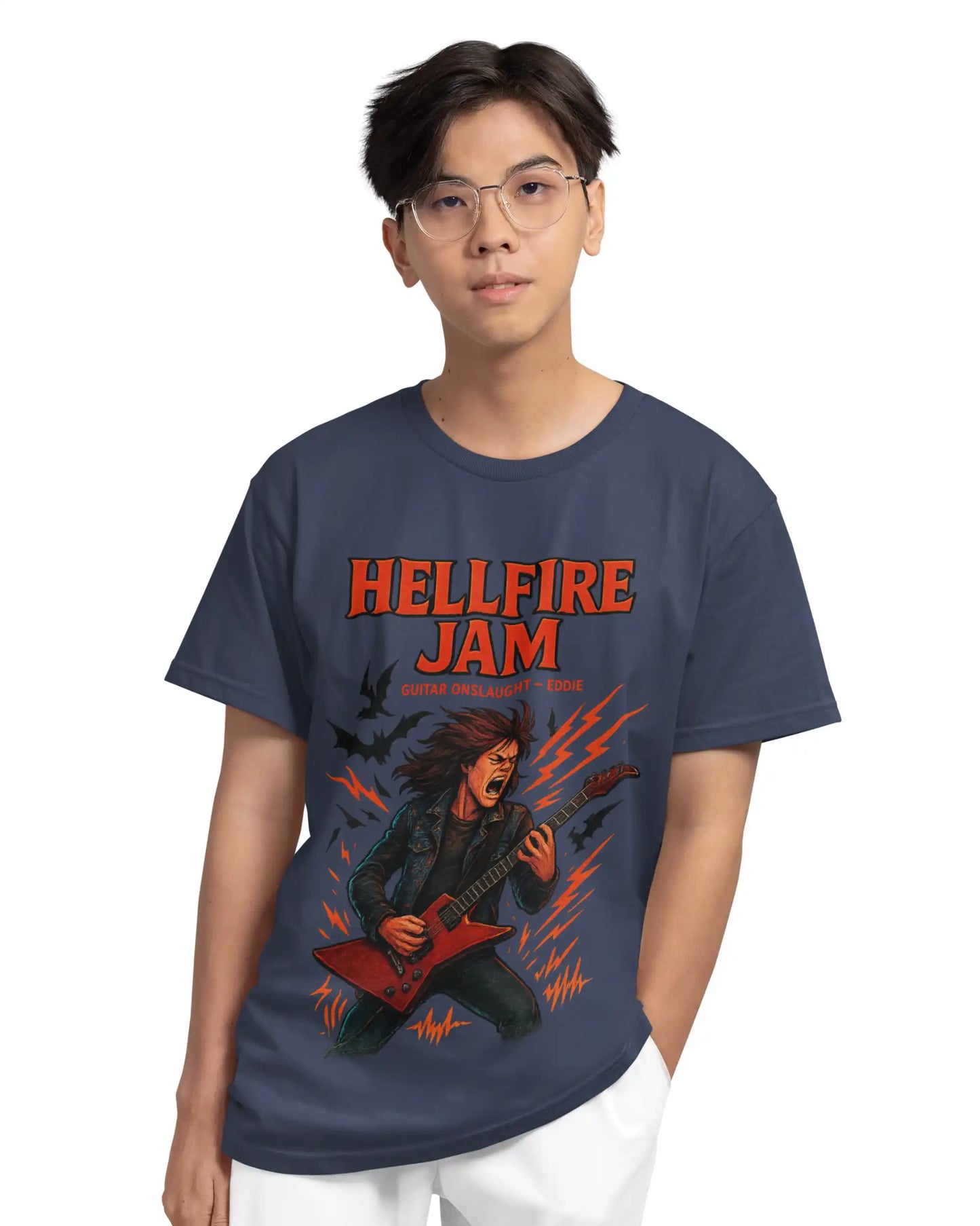 Stranger Things Eddie Munson Plus Size T-Shirt | Hellfire Jam Graphic Tee | Multi-Fit 180 GSM | S–7XL