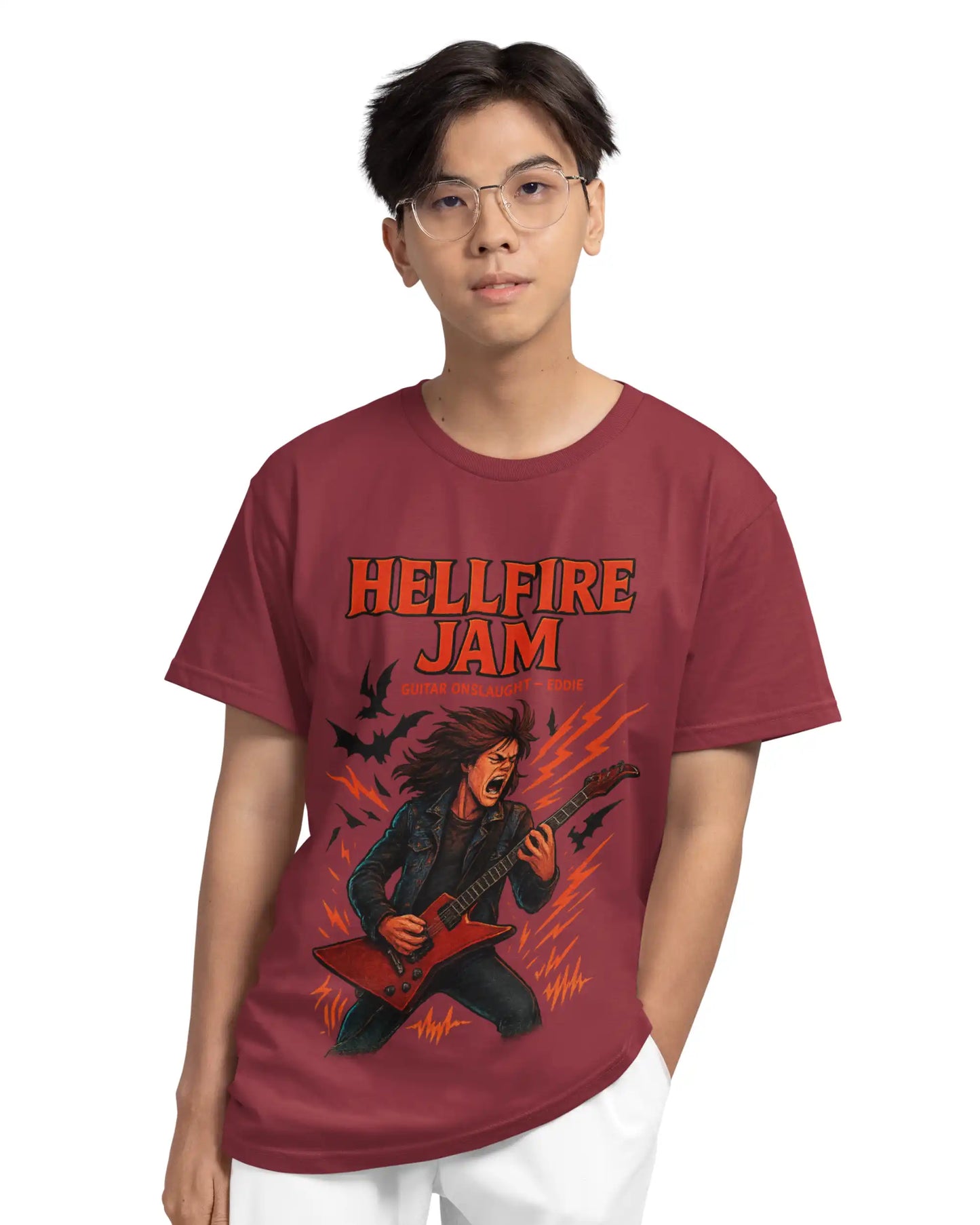 Stranger Things Eddie Munson Plus Size T-Shirt | Hellfire Jam Graphic Tee | Multi-Fit 180 GSM | S–7XL