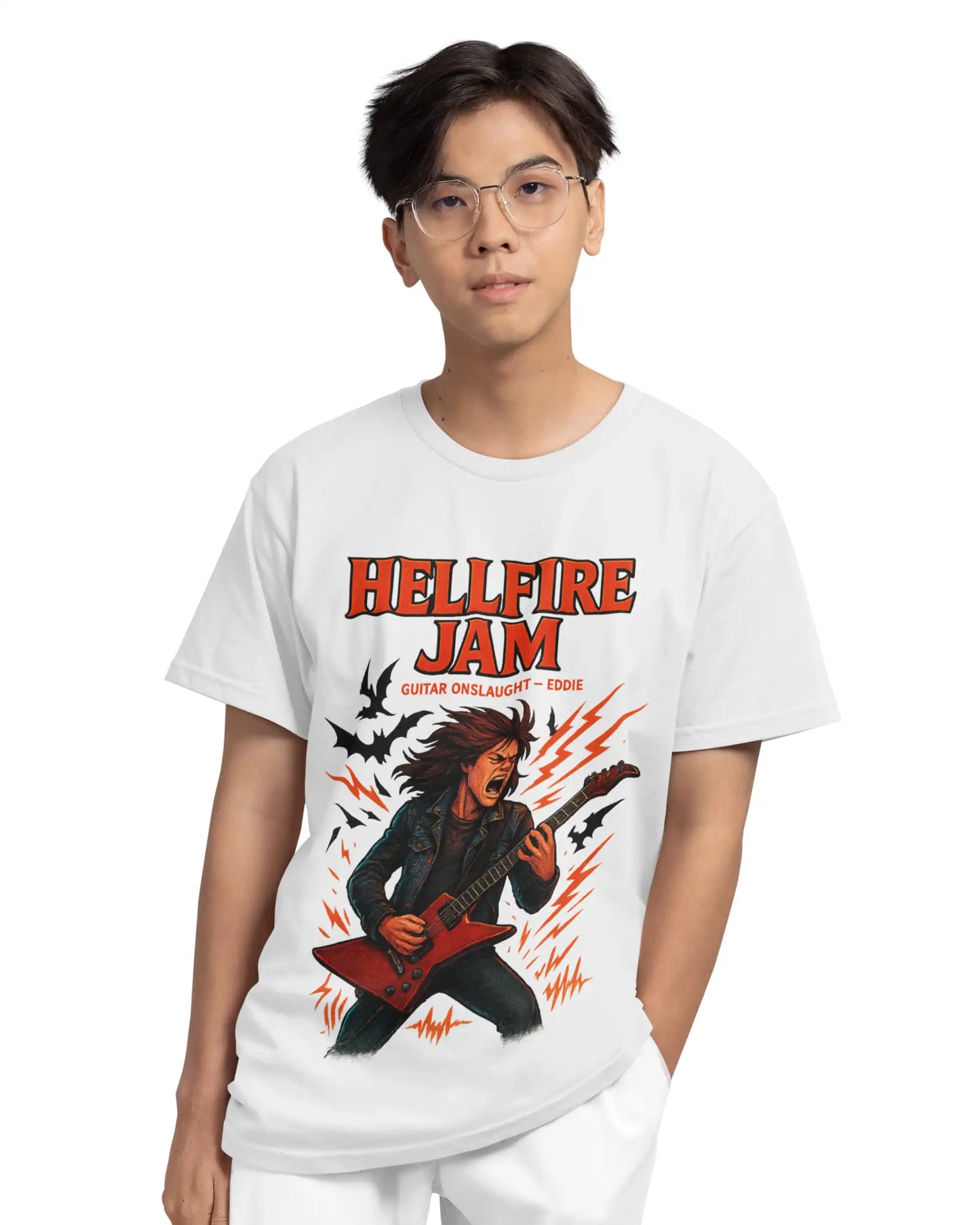 Stranger Things Eddie Munson Plus Size T-Shirt | Hellfire Jam Graphic Tee | Multi-Fit 180 GSM | S–7XL