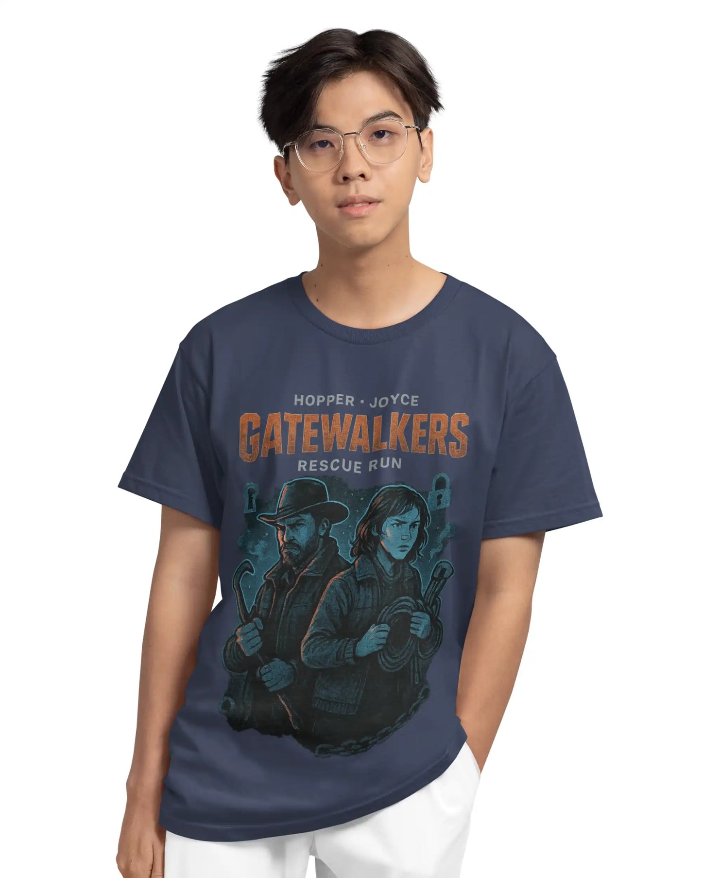 Stranger Things Gatewalkers Plus Size T-Shirt | Hopper & Joyce Graphic Tee | Multi-Fit 180 GSM | S–7XL