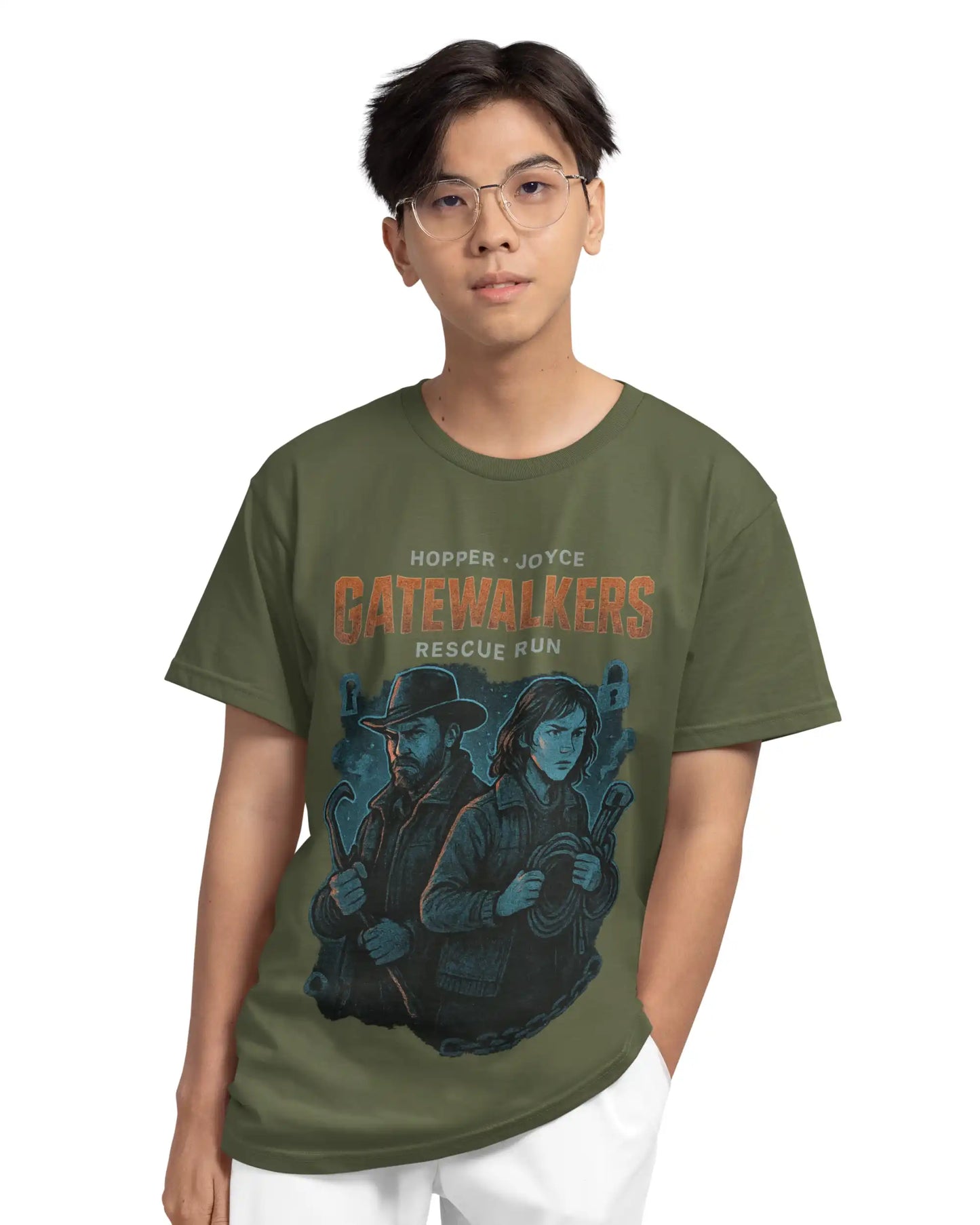 Stranger Things Gatewalkers Plus Size T-Shirt | Hopper & Joyce Graphic Tee | Multi-Fit 180 GSM | S–7XL