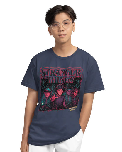 Stranger Things Hawkins Crew Plus Size T-Shirt | Eleven & Friends Graphic Tee | Multi-Fit 180 GSM | S–7XL
