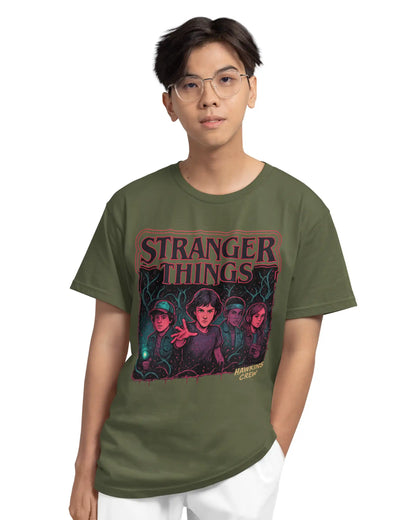 Stranger Things Hawkins Crew Plus Size T-Shirt | Eleven & Friends Graphic Tee | Multi-Fit 180 GSM | S–7XL