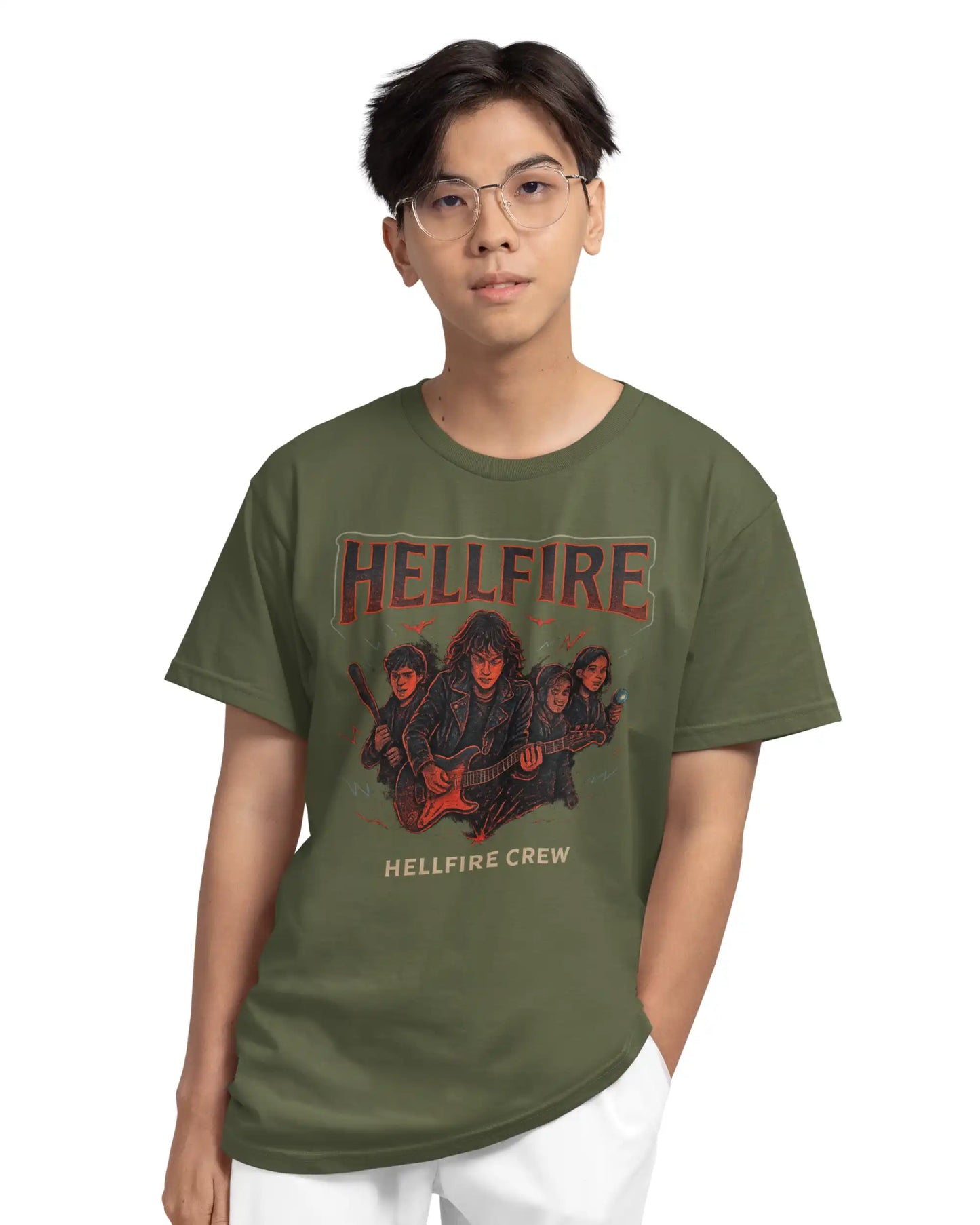 Stranger Things Hellfire Crew Plus Size T-Shirt | Eddie Munson Graphic Tee | Multi-Fit 180 GSM | S–7XL