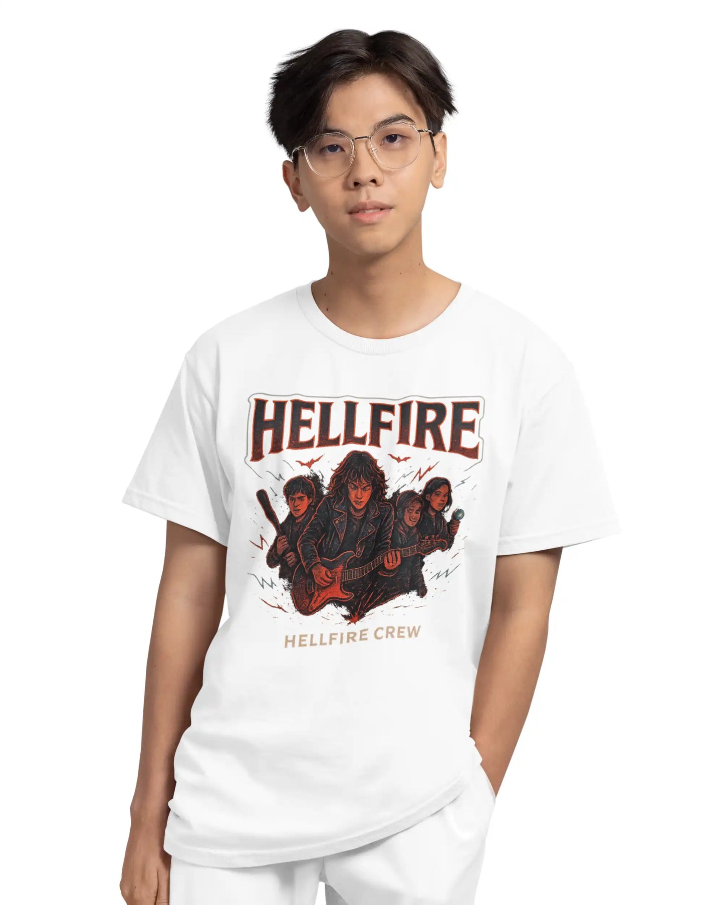 Stranger Things Hellfire Crew Plus Size T-Shirt | Eddie Munson Graphic Tee | Multi-Fit 180 GSM | S–7XL
