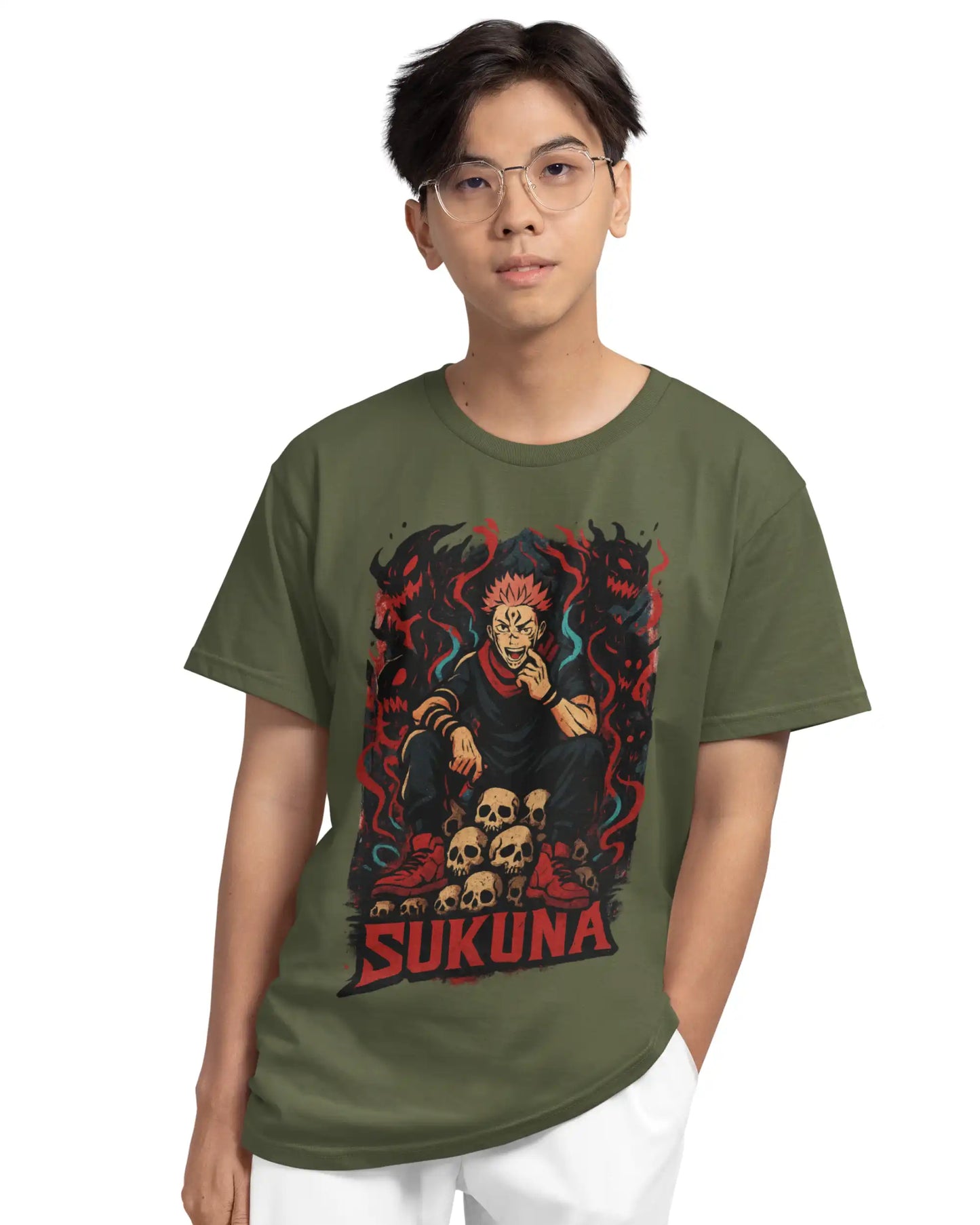Sukuna Plus-Size T-Shirt | 180 GSM Jujutsu Kaisen Anime Tee S–7XL | AWBlack