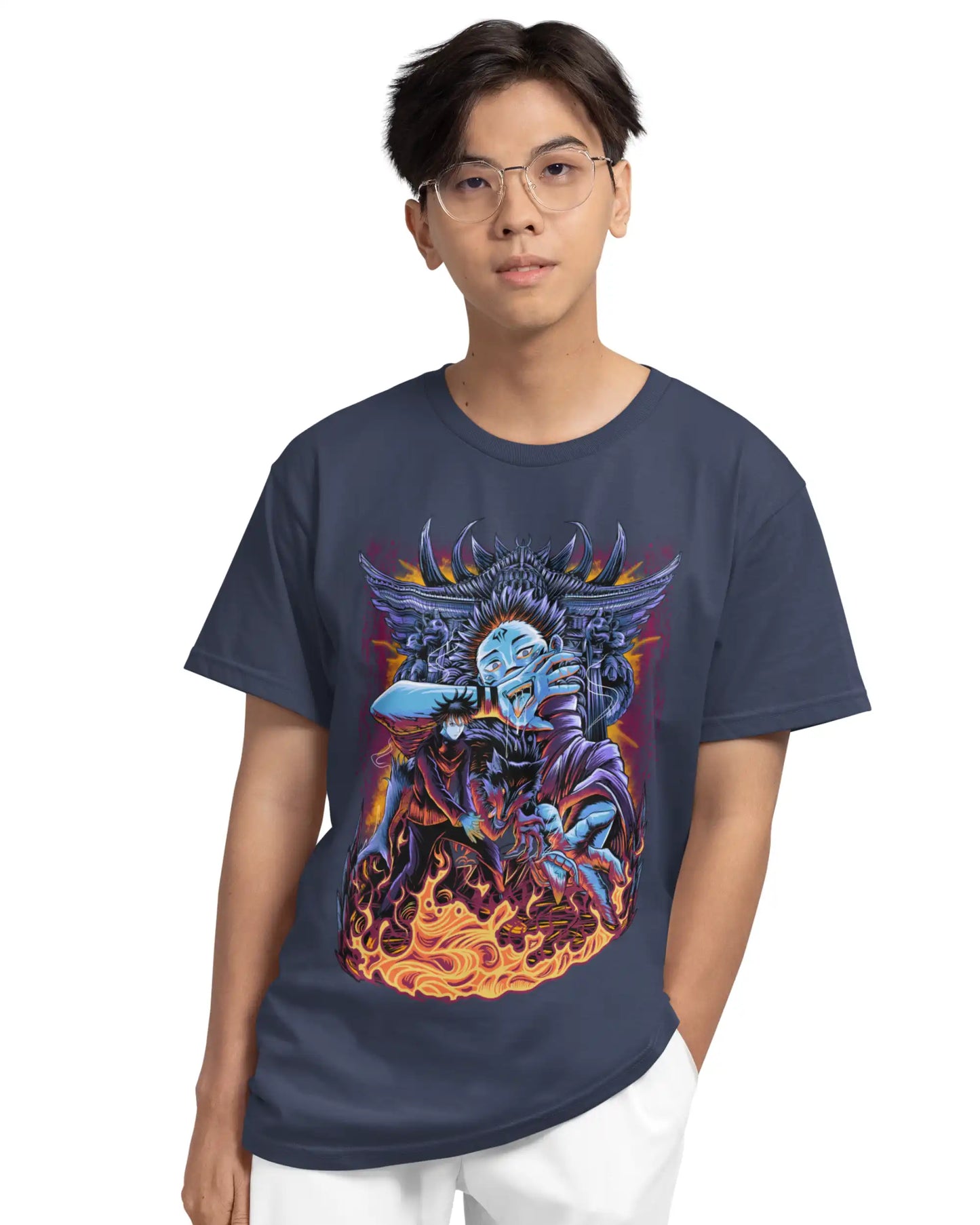 Sukuna & Megumi Plus-Size T-Shirt | 180 GSM Jujutsu Kaisen Anime Tee S–7XL | AWBlack