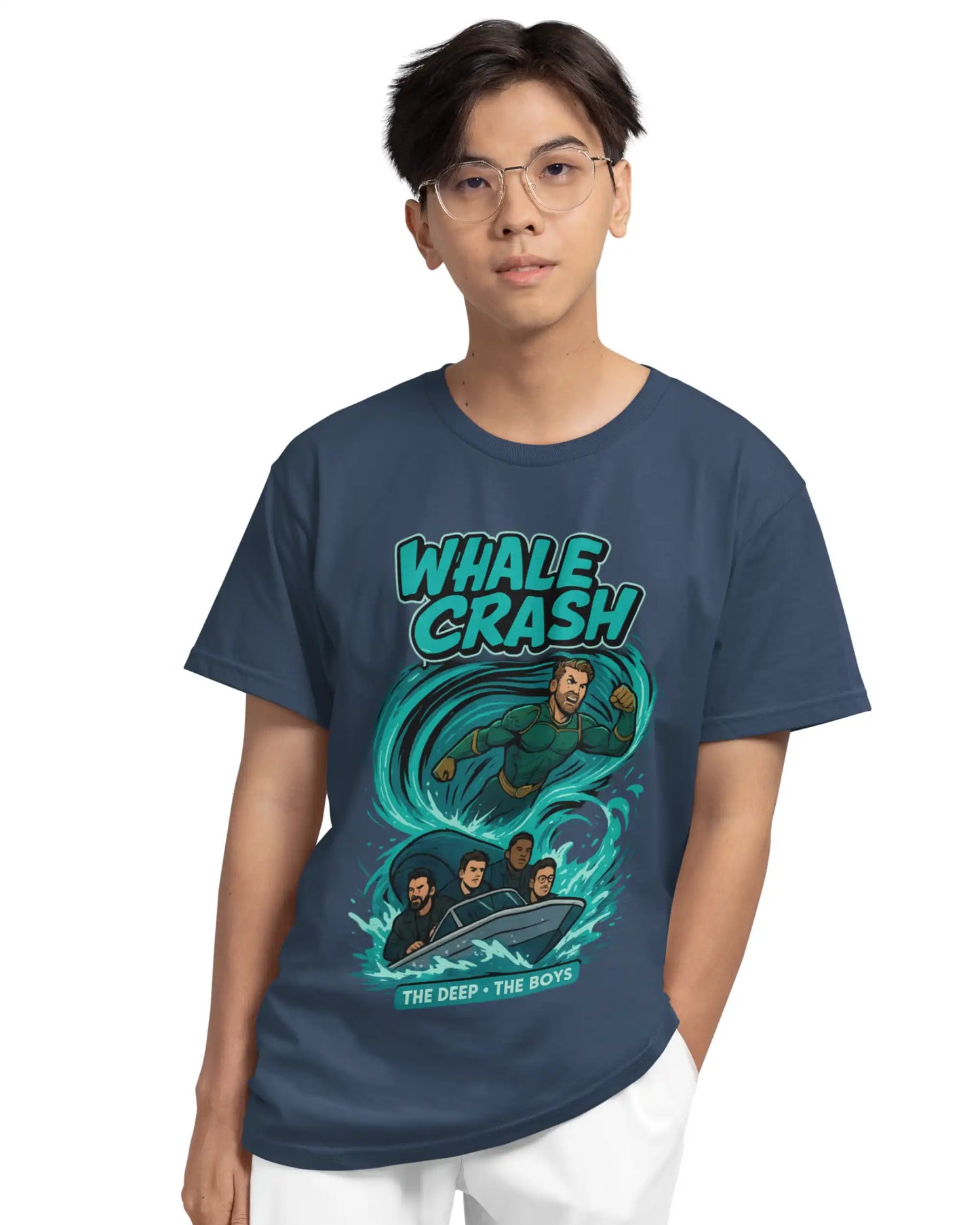 The Deep Whale Crash Plus-Size T-Shirt | 180 GSM The Boys Graphic Tee S–7XL | AWBlack