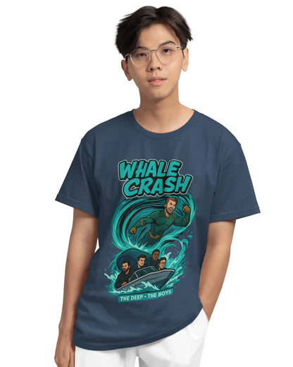 The Deep Whale Crash Plus-Size T-Shirt | 180 GSM The Boys Graphic Tee S–7XL | AWBlack