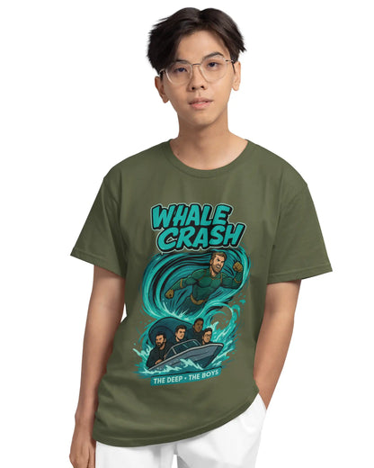 The Deep Whale Crash Plus-Size T-Shirt | 180 GSM The Boys Graphic Tee S–7XL | AWBlack
