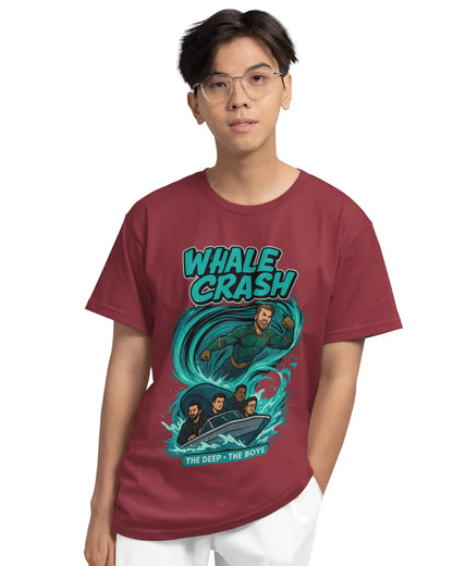 The Deep Whale Crash Plus-Size T-Shirt | 180 GSM The Boys Graphic Tee S–7XL | AWBlack