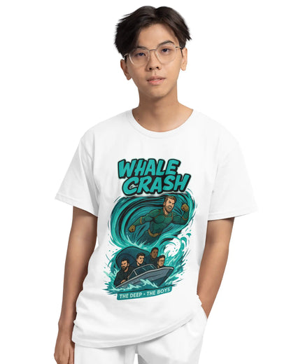 The Deep Whale Crash Plus-Size T-Shirt | 180 GSM The Boys Graphic Tee S–7XL | AWBlack